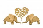 Origami Elephant Of Love Stock Photo