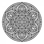 Outline Mandala Decorative Round Ornament, Hand Drawn Style - Ve Stock Photo