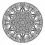 Outline Mandala Decorative Round Ornament, Hand Drawn Style - Ve Stock Photo