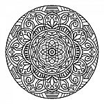 Outline Mandala Decorative Round Ornament, Hand Drawn Style - Ve Stock Photo