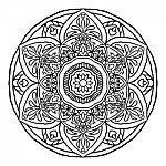 Outline Mandala Decorative Round Ornament, Hand Drawn Style - Ve Stock Photo