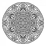 Outline Mandala Decorative Round Ornament, Hand Drawn Style - Ve Stock Photo