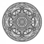 Outline Mandala Decorative Round Ornament, Hand Drawn Style - Ve Stock Photo