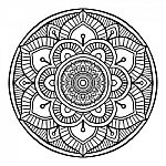 Outline Mandala Decorative Round Ornament, Hand Drawn Style - Ve Stock Photo