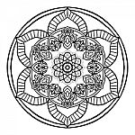 Outline Mandala Decorative Round Ornament, Hand Drawn Style - Ve Stock Photo