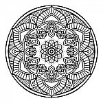 Outline Mandala Decorative Round Ornament, Hand Drawn Style - Ve Stock Photo