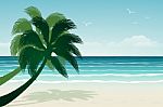 Paradise Beach. Illustration  Stock Photo