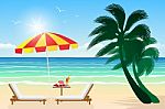 Paradise Beach.  Illustration Stock Photo