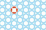 Pattern Of Blue Water In Donut Shape With An Orange Lifebuoy Stock Photo