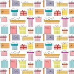 Pattern With Hand Drawn Gift Box Background Stock Photo