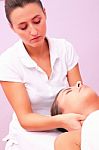 Physiotherapy Cervical Massage Stock Photo