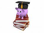 Piggy Bank And Stack Of Books Stock Photo