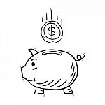 Piggy Bank Hand Drawn  Illustration Stock Photo