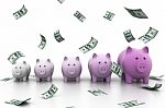 Piggy Bank In A Row Stock Photo