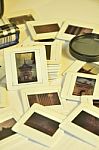 Pile Of Old Film Slides Of Art And Culture Memories Stock Photo