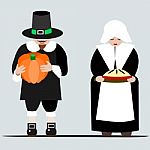 Pilgrims Giving Thanks Stock Photo