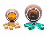 Pills Capsule Spilling Stock Photo