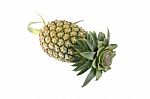 Pineapple Head Leaf Cut On White Background Stock Photo