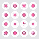 Pink Flower Icon Set Circle  Illustration Stock Photo