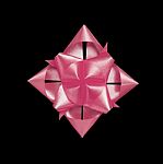 Pink Ribbon Flower Made With Folded Hands On Black Background Wi Stock Photo