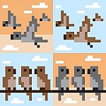 Pixel Art Bird Stock Photo