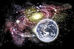 Planet Earth And Galaxy Stock Photo