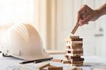 Planning, Risk And Strategy In Business, Businessman And Enginee Stock Photo