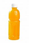 Plastic Bottle And Glass Of Orange Juice Stock Photo