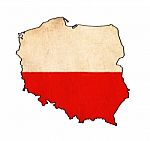 Poland Map On  Flag Drawing ,grunge And Retro Flag Series Stock Photo