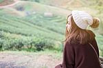 Portrait Of A Beautiful Asian Women With Nature Background Stock Photo