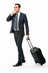 Portrait Of A Businessman With Suitcase Stock Photo