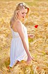 Portrait Of Beautiful Girl In Field Stock Photo