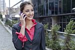 Portrait Of Business Woman With A Mobile Phone Stock Photo