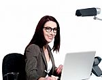 Portrait Of Corporate Lady Working In Office Stock Photo