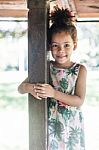 Portrait Of Half-caste Children In Park Stock Photo