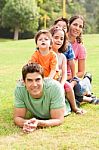 Portrait Of Happy Family Looking At Camera Stock Photo