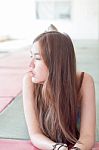 Portrait Of Thai Adult Beautiful Girl Relax And Smile Stock Photo