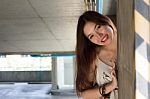 Portrait Of Thai Adult Beautiful Girl Relax And Smile Stock Photo