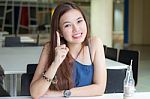 Portrait Of Thai Adult Beautiful Girl Relax And Smile Stock Photo