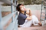 Portrait Of Thai Adult Beautiful Girl Relax And Smile Stock Photo