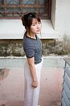 Portrait Of Thai Adult Beautiful Girl Relax And Smile Stock Photo