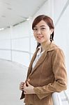 Portrait Of Thai Adult Businesswoman Beautiful Girl Relax And Smile Stock Photo