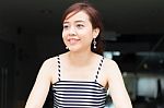 Portrait Of Thai Adult Businesswoman Beautiful Girl Relax And Smile Stock Photo