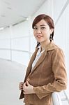 Portrait Of Thai Adult Businesswoman Beautiful Girl Relax And Smile Stock Photo