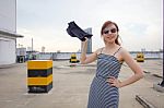 Portrait Of Thai Adult Businesswoman Beautiful Girl Relax And Smile Stock Photo