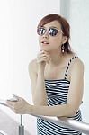 Portrait Of Thai Adult Businesswoman Beautiful Girl Relax And Smile Stock Photo