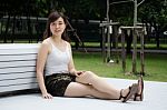 Portrait Of Thai Adult Sexy Women Office Beautiful Girl Relax And Smile Stock Photo