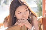 Portrait Of Thai Student Teen Beautiful Girl Happy And Relax Stock Photo