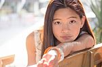 Portrait Of Thai Student Teen Beautiful Girl Happy And Relax Stock Photo