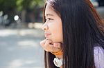 Portrait Of Thai Student Teen Beautiful Girl Happy And Relax Stock Photo